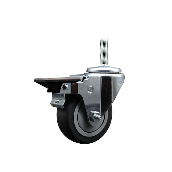 35 Inch Thermoplastic  Rubber Wheel Swivel 58 Inch Threaded Stem Caster with Brake SCC
